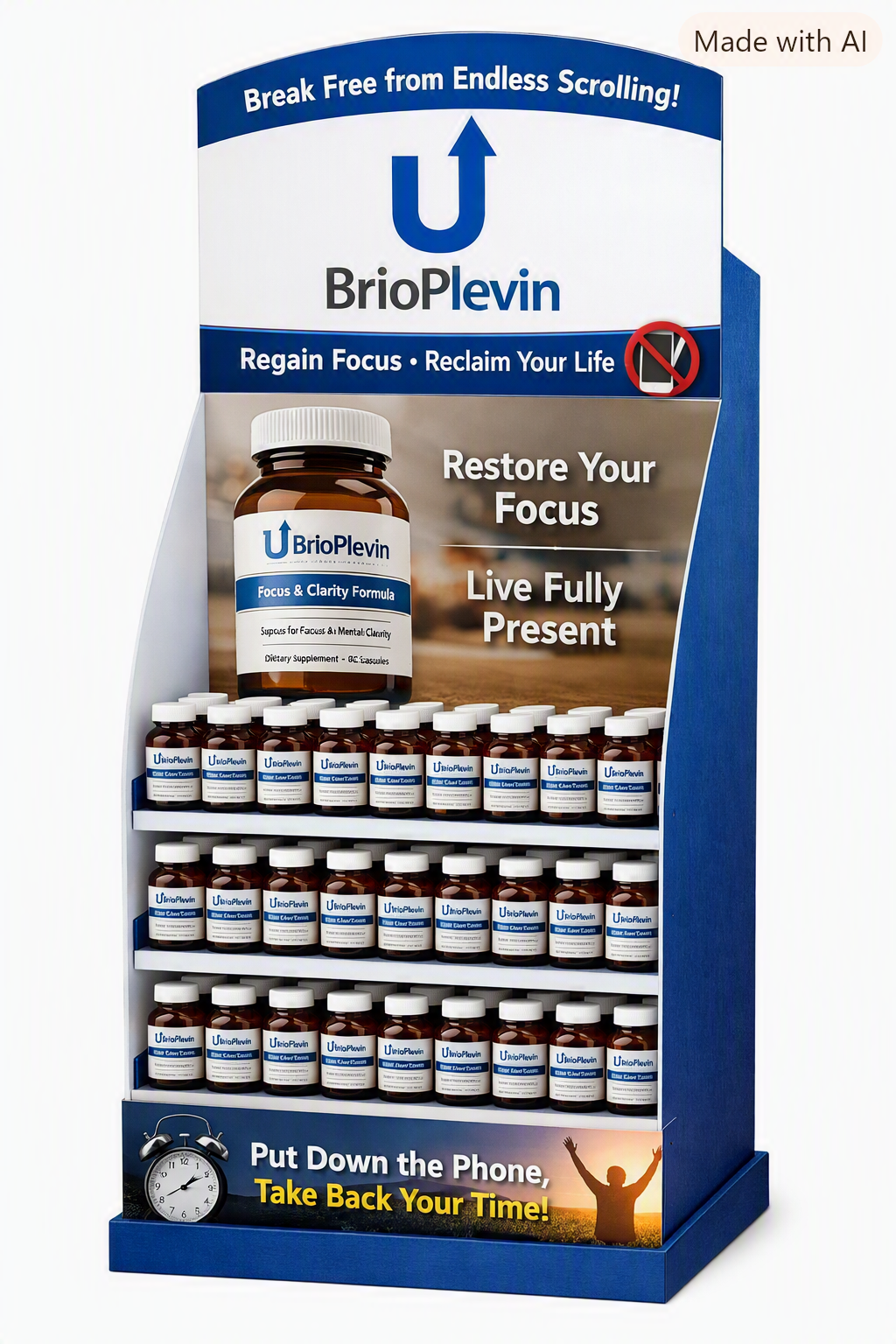 Marketing Display - 81 BrioPlevin Bottles - 30ct